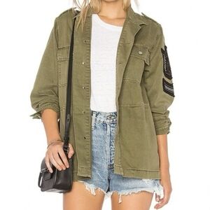 Band Of Gypsies Soutache Patch Military Jacket in Olive Green Sz Large